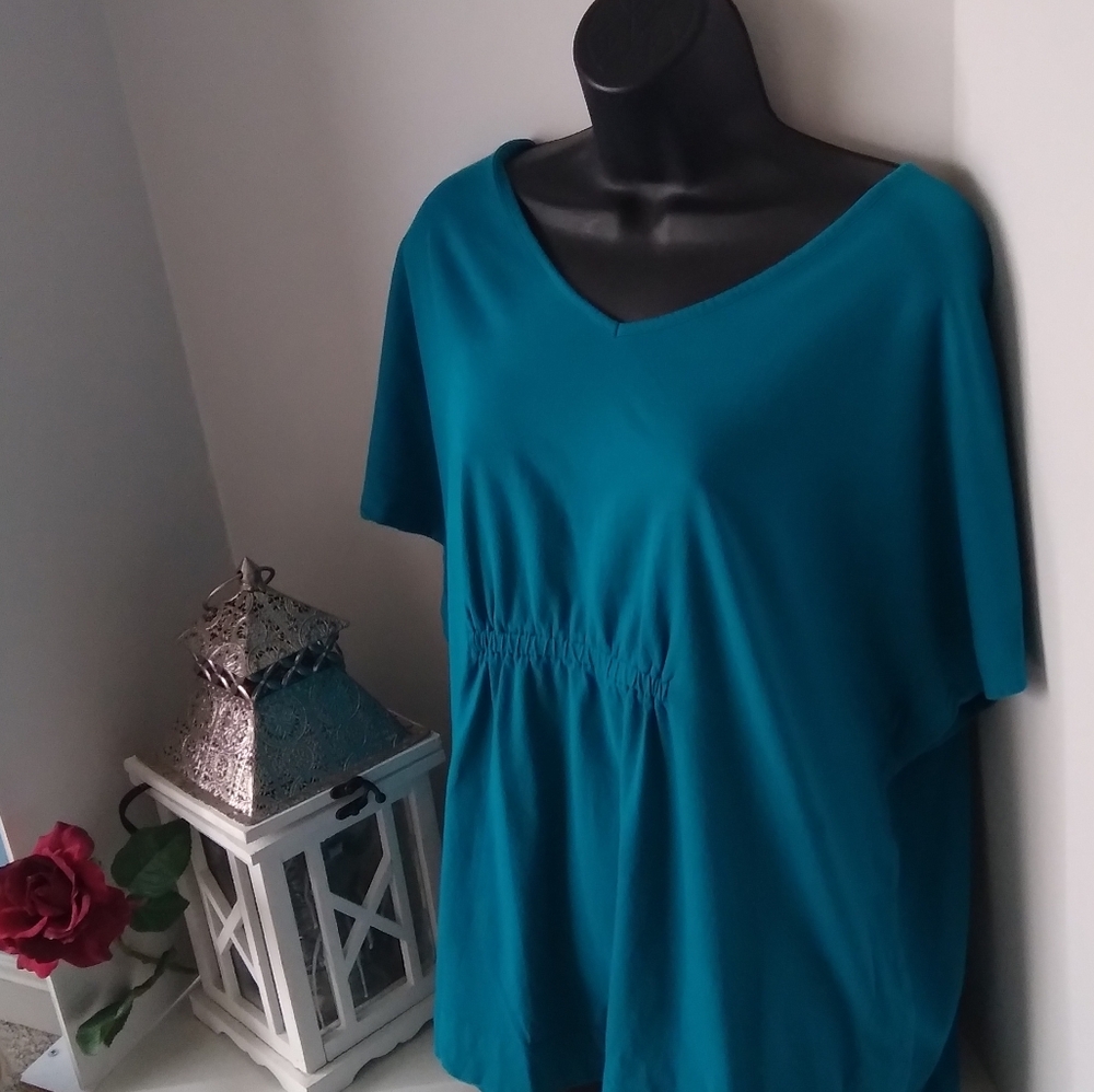 Blue Casique Short Sleeve Blouse